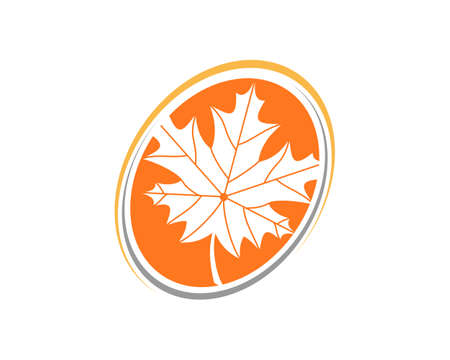 Maple leaf inside the orange circleのイラスト素材
