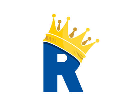 R Letter with king crown logoのイラスト素材
