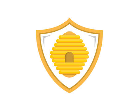 Beehive inside the golden shieldのイラスト素材