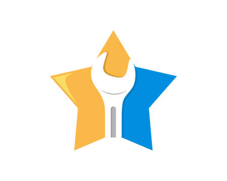 Wrench repair inside the star shape logoのイラスト素材