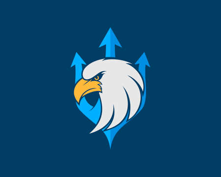 Blue trident with patriotic eagle inside