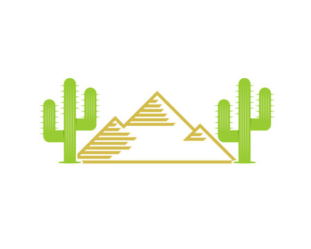 Mountain and hill with cactus behindのイラスト素材