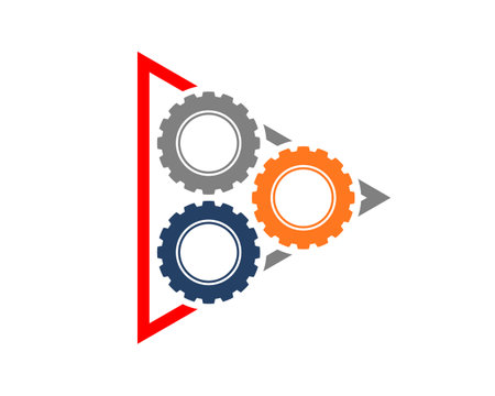 Three gear in the media play buttonのイラスト素材