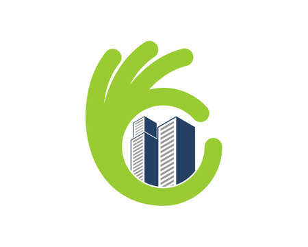 OK hand with city building insideのイラスト素材
