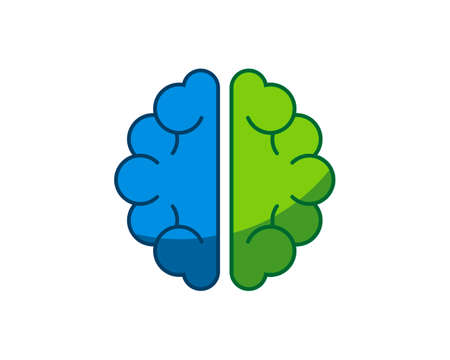 Abstract and simple brain in green and blue colorsのイラスト素材