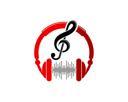 Musical headphone with music note and barのイラスト素材