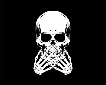 The skull covers the mouth with both handsのイラスト素材
