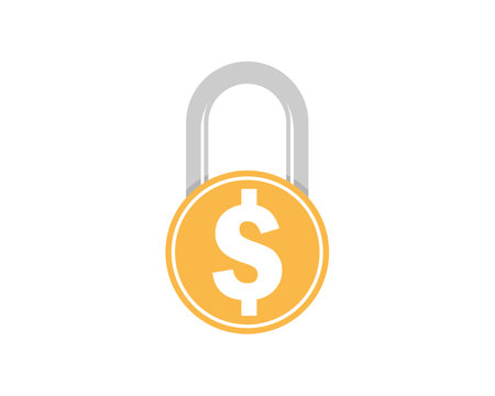 Padlock with dollar coin vector logo illustrationのイラスト素材