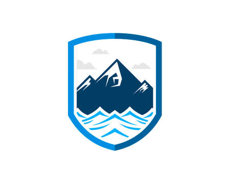Protection shield with mountain and sea insideのイラスト素材