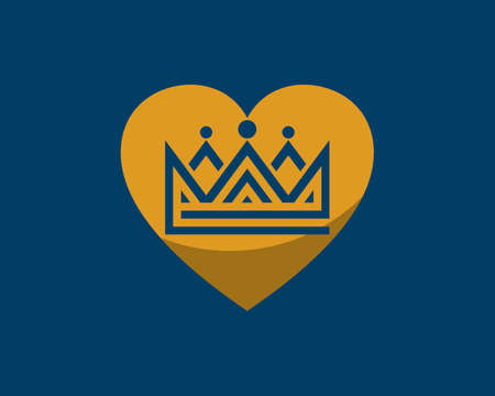 Gold love shape with abstract crown insideのイラスト素材
