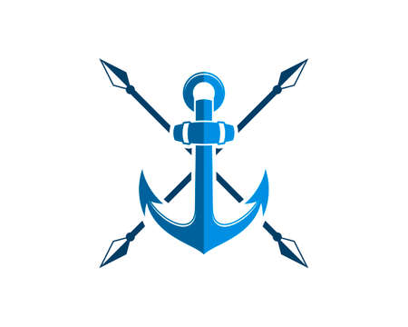 Simple cross spear with nautical anchor insideのイラスト素材