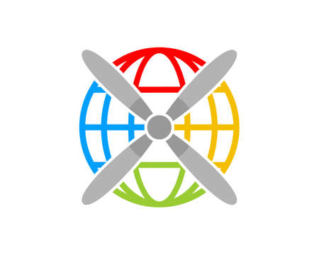 Aviation blade airplane with globeのイラスト素材