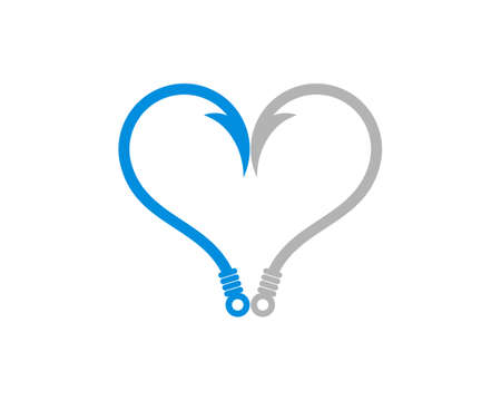 Two fishing hook forming a love shape