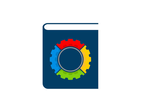 Simple book with mechanical gear in rainbow colorsのイラスト素材