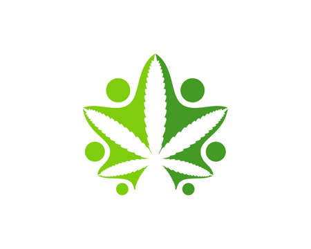 Cannabis leaf with abstract connection peopleのイラスト素材