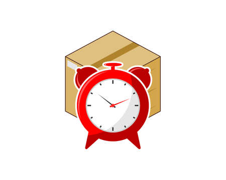 Box package with clock time in the middleのイラスト素材