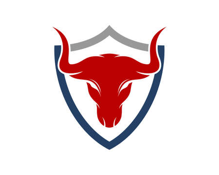 Red bull head in the shield logoのイラスト素材