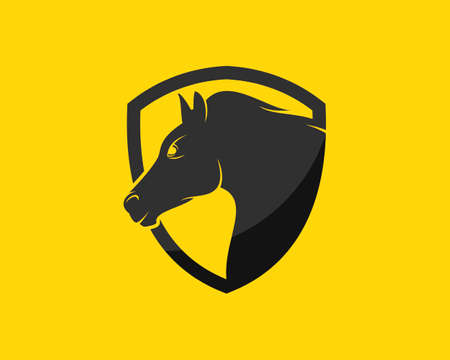 Simple shield with black horse insideのイラスト素材