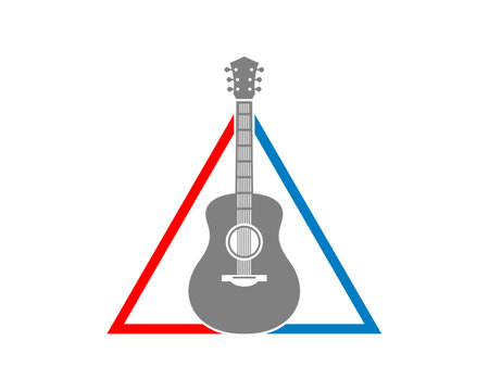 Guitar logo in the triangle line logoのイラスト素材