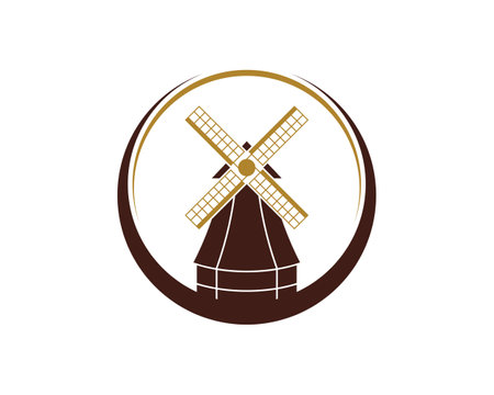 Windmill farm in the circle shape logoのイラスト素材