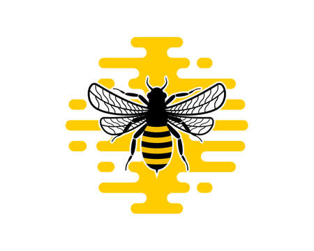 Flying bee with beehive behindのイラスト素材