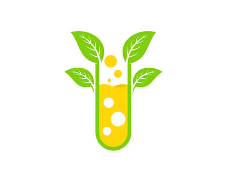Nature leaf bottle laboratory with yellow liquidのイラスト素材