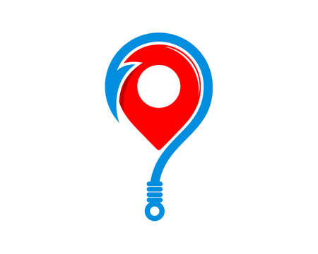 Fishing hook with pin location in the middleのイラスト素材