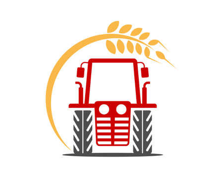 Farm tractor and wheat vector illustrationのイラスト素材