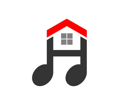 Combination music note with house roofのイラスト素材