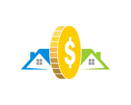Dollar coin in the house real estateのイラスト素材