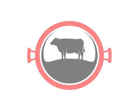 Cow inside the grill tool panのイラスト素材