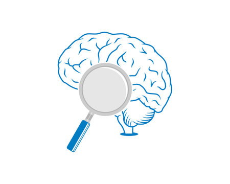 Magnifying glasses in the human brain logoのイラスト素材
