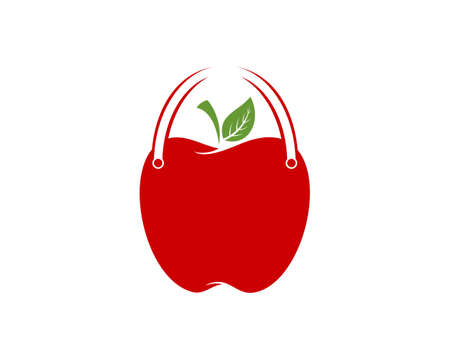 Apple fruit with shopping bag shape logoのイラスト素材