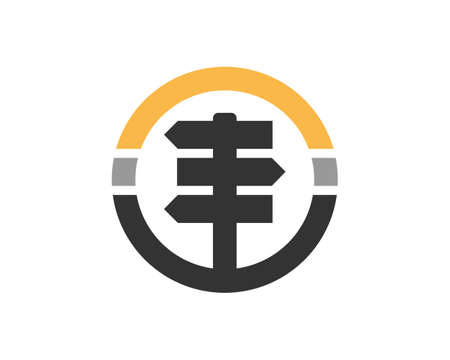 Wooden arrow direction in the circle logoのイラスト素材