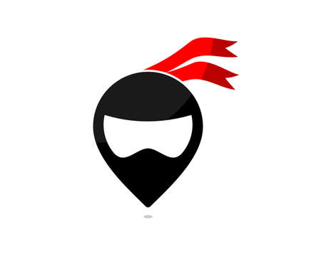 Ninja head with point location logoのイラスト素材