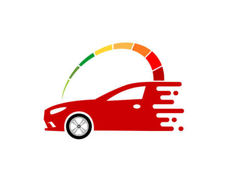 Speedometer indicator on the red carのイラスト素材