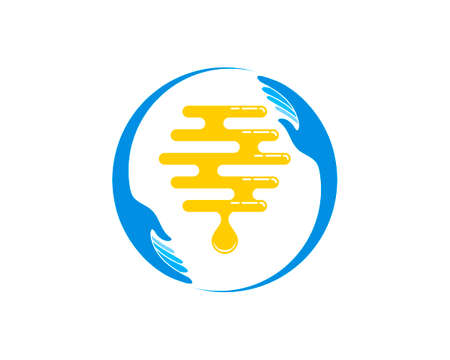 Circular hand care with abstract bee hive insideのイラスト素材