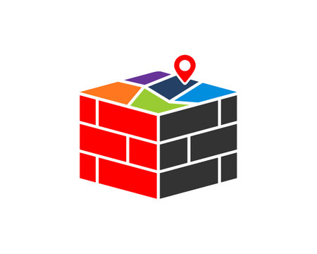 Map pointer on the brick logoのイラスト素材
