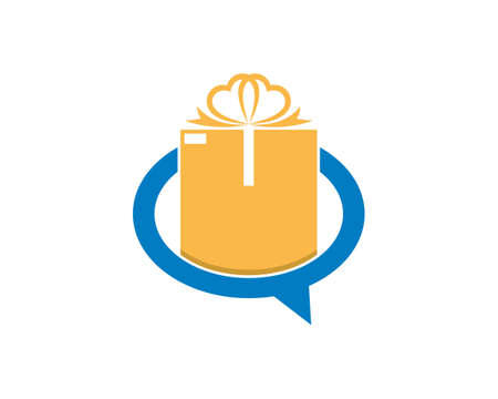 Gift box inside the bubble chat logoのイラスト素材