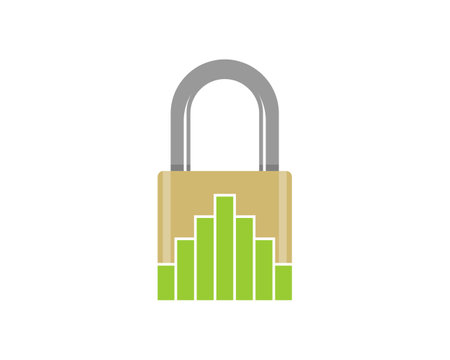 Padlock with chart growth up in the middleのイラスト素材