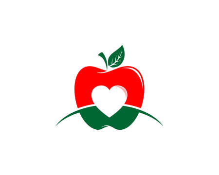 Apple fruit with love shape in the middleのイラスト素材