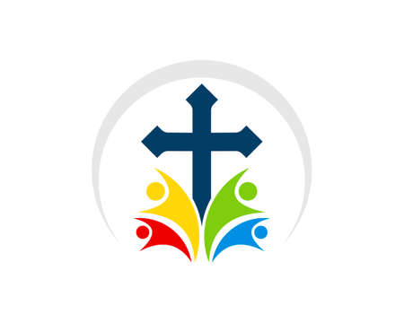 Family with religion cross and swoosh on the topのイラスト素材