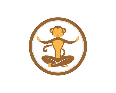 Monkey meditation in the circle lineのイラスト素材