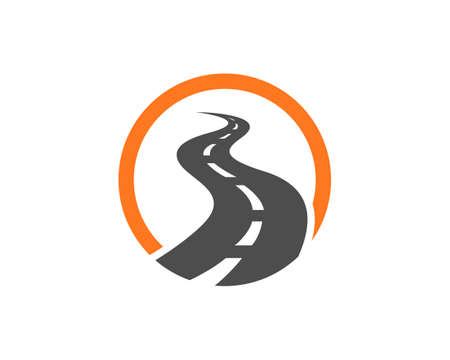 Asphalt roadway with circle shape iconのイラスト素材