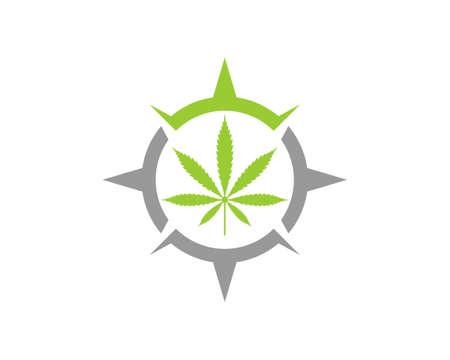 Compass with cannabis leaf in the middleのイラスト素材