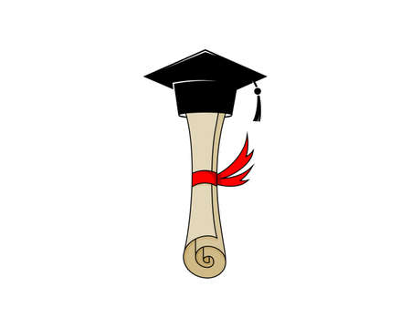Graduation scroll with graduation hat vector illustrationのイラスト素材