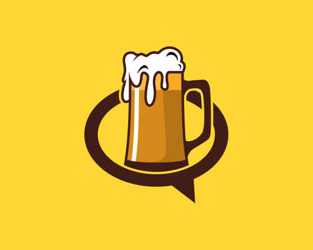 Beer glass inside the bubble chat logoのイラスト素材