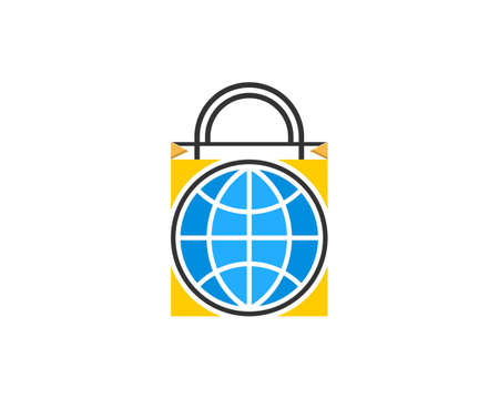 Shopping bag with globe in the middleのイラスト素材