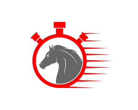 Horse inside the stopwatch vector illustrationのイラスト素材