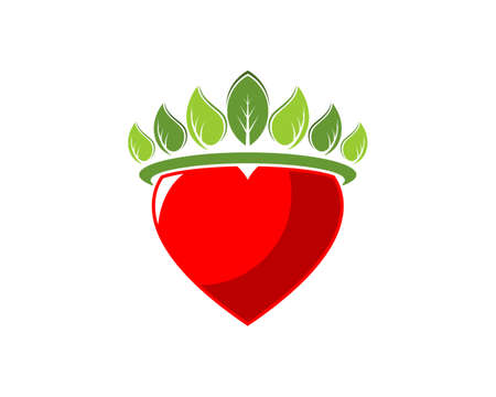 Love with crown from nature leafのイラスト素材